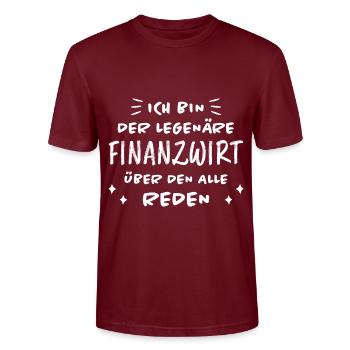 Finanzwirt Lustiger Spruch Job Finanzwirt Geschenk - Stanley/Stella Unisex Bio-T-Shirt CRAFTER - Burgunderrot - Vorne - Alina (178cm) & Michal (187cm)