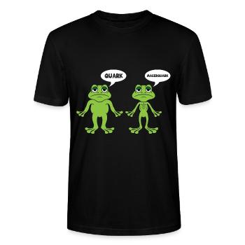 Quark Magerquark - lustige Frosch Grafik - Stanley/Stella Unisex Bio-T-Shirt CRAFTER - Schwarz - Vorne - Alina (178cm) & Michal (187cm)