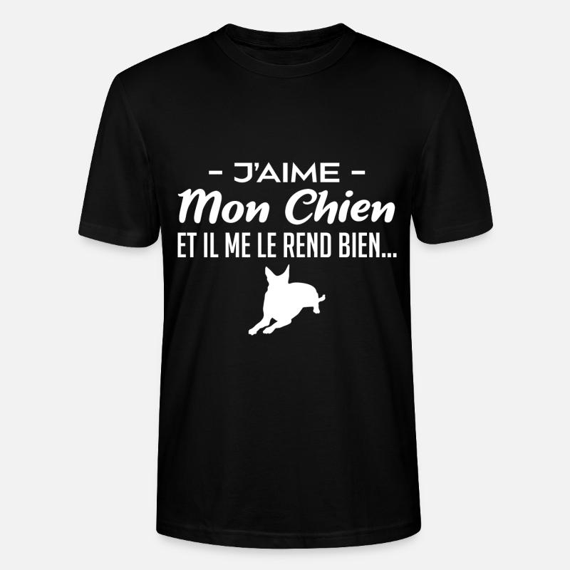J aime mon chien - T-shirt bio CRAFTER Stanley Stella Unisexe - noir