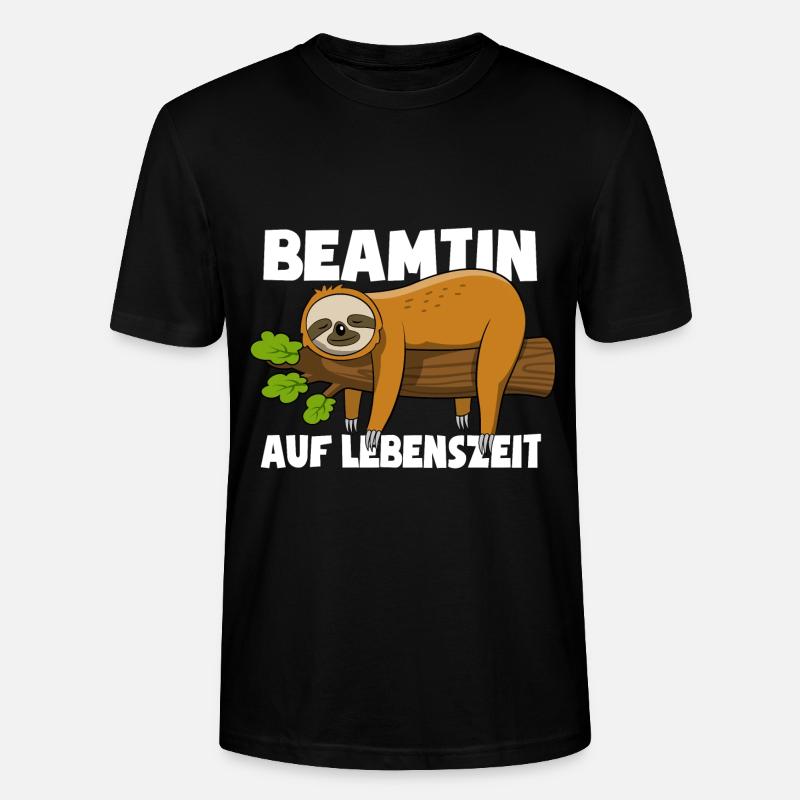 Faultier Beamtin auf Lebenszeit - Spruch - Stanley/Stella Unisex Bio-T-Shirt CRAFTER - Schwarz