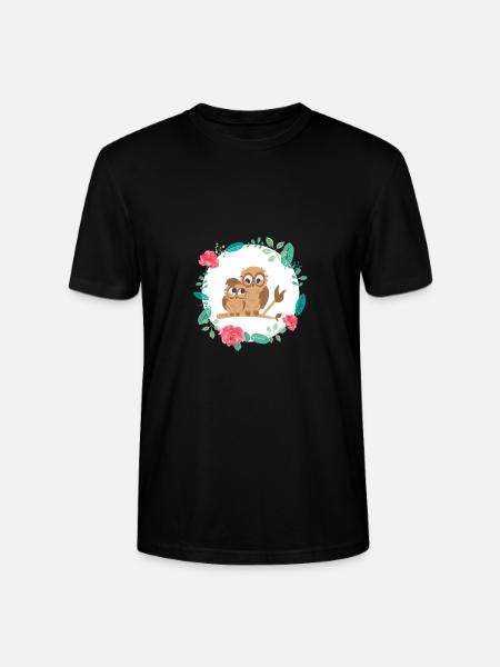 Eule mit Baby - Stanley/Stella Unisex Bio-T-Shirt CRAFTER - Schwarz