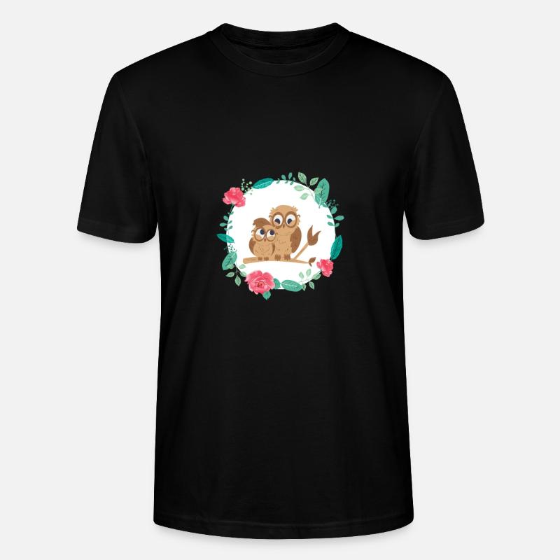 Eule mit Baby - Stanley/Stella Unisex Bio-T-Shirt CRAFTER - Schwarz