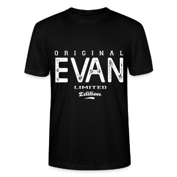 evan Tshirt personnalisé prénom Evan cadeau Evan - T-shirt bio CRAFTER Stanley Stella Unisexe - noir - Devant - Alina (178cm) & Michal (187cm)