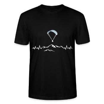 Paragleiten, Paragleiter, Berge & Puls Herzschlag - Stanley/Stella Unisex Bio-T-Shirt CRAFTER - Schwarz - Vorne - Alina (178cm) & Michal (187cm)
