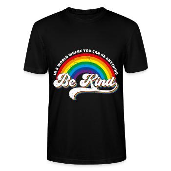 Be Kind LGBT Regenbogen - Stanley/Stella Unisex Bio-T-Shirt CRAFTER - Schwarz - Vorne - Alina (178cm) & Michal (187cm)