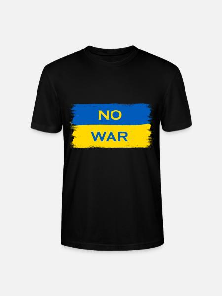No War Ukraine Flag - Stanley/Stella CRAFTER Unisex Organic T-Shirt - black
