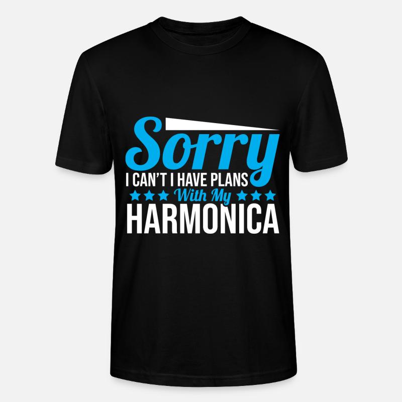 Playing Harmonica Gift - Stanley/Stella CRAFTER Unisex Organic T-Shirt - black
