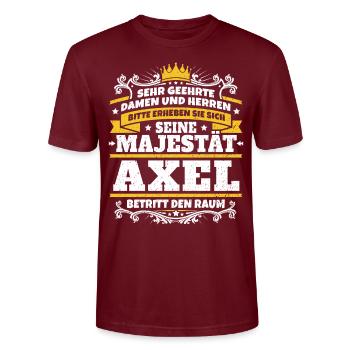 His Majesty Axel - Stanley/Stella CRAFTER Unisex Organic T-Shirt - burgundy - Front - Alina (178cm) & Michal (187cm)