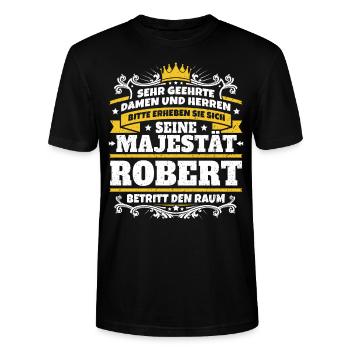 Sa Majesté Robert - T-shirt bio CRAFTER Stanley Stella Unisexe - noir - Devant - Alina (178cm) & Michal (187cm)