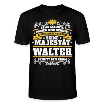 Sa Majesté Walter - T-shirt bio CRAFTER Stanley Stella Unisexe - noir - Devant - Alina (178cm) & Michal (187cm)