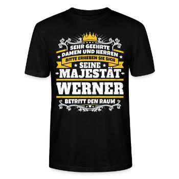 Sa Majesté Werner - T-shirt bio CRAFTER Stanley Stella Unisexe - noir - Devant - Alina (178cm) & Michal (187cm)