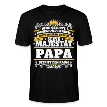 Seine Majestät Papa - Stanley/Stella Unisex Bio-T-Shirt CRAFTER - Schwarz - Vorne - Alina (178cm) & Michal (187cm)