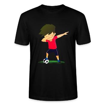Fußballer Dab - Stanley/Stella Unisex Bio-T-Shirt CRAFTER - Schwarz - Vorne - Alina (178cm) & Michal (187cm)