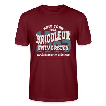 bricoleur diplomé - T-shirt bio CRAFTER Stanley Stella Unisexe - bordeaux - Devant - Alina (178cm) & Michal (187cm)