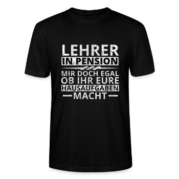Lehrer Pension Ruhestand Lustiger Spruch Rente - Stanley/Stella Unisex Bio-T-Shirt CRAFTER - Schwarz - Vorne - Alina (178cm) & Michal (187cm)
