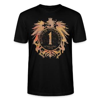 Österreich Bundesadler Schilling 1970 - Stanley/Stella Unisex Bio-T-Shirt CRAFTER - Schwarz - Vorne - Alina (178cm) & Michal (187cm)