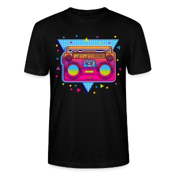 80s party - Stanley/Stella CRAFTER Unisex Organic T-Shirt - black - Front - Alina (178cm) & Michal (187cm)