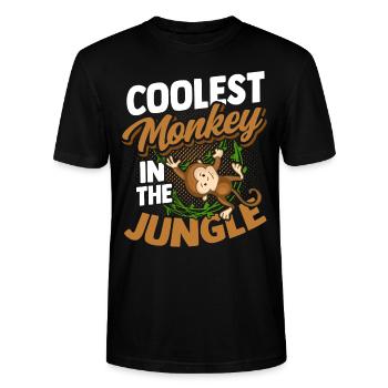 Affe - Stanley/Stella Unisex Bio-T-Shirt CRAFTER - Schwarz - Vorne - Alina (178cm) & Michal (187cm)