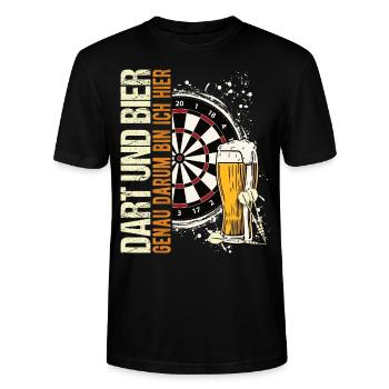 Dart 180 darten Darts Bier Kneipe Darter Dartsport - Stanley/Stella Unisex Bio-T-Shirt CRAFTER - Schwarz - Vorne - Alina (178cm) & Michal (187cm)