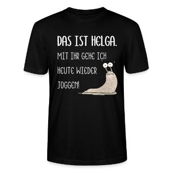 Schnecke Joggen Sport Faul Ironie - Stanley/Stella Unisex Bio-T-Shirt CRAFTER - Schwarz - Vorne - Alina (178cm) & Michal (187cm)