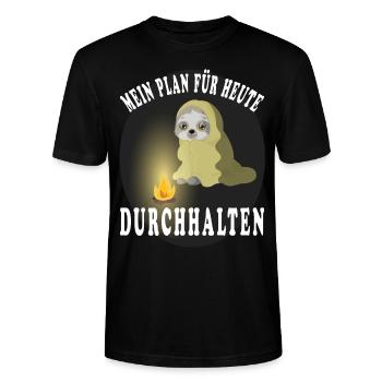Mein Plan für Heute - Durchhalten Faultier - Stanley/Stella Unisex Bio-T-Shirt CRAFTER - Schwarz - Vorne - Alina (178cm) & Michal (187cm)