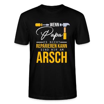 Wenn Papa es nicht reparieren kann... - Stanley/Stella Unisex Bio-T-Shirt CRAFTER - Schwarz - Vorne - Alina (178cm) & Michal (187cm)