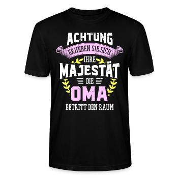 Die Majestät die Oma betritt den Raum Großmutter - Stanley/Stella Unisex Bio-T-Shirt CRAFTER - Schwarz - Vorne - Alina (178cm) & Michal (187cm)