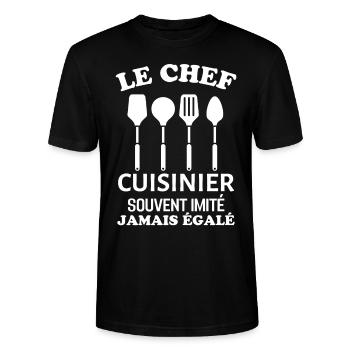 Chef cuisinier 1 - T-shirt bio CRAFTER Stanley Stella Unisexe - noir - Devant - Alina (178cm) & Michal (187cm)