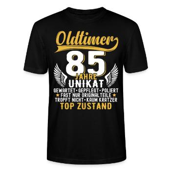 85 Jahre Oldtimer Geburtstag Deko Mann Frau - Stanley/Stella Unisex Bio-T-Shirt CRAFTER - Schwarz - Vorne - Alina (178cm) & Michal (187cm)