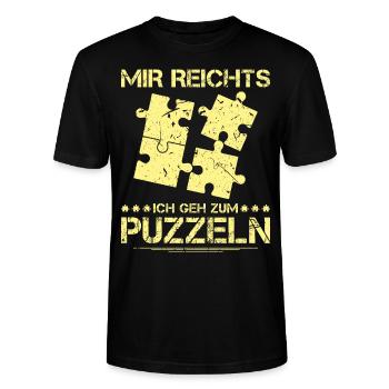 Puzzle Spruch Puzzleteil - Stanley/Stella Unisex Bio-T-Shirt CRAFTER - Schwarz - Vorne - Alina (178cm) & Michal (187cm)