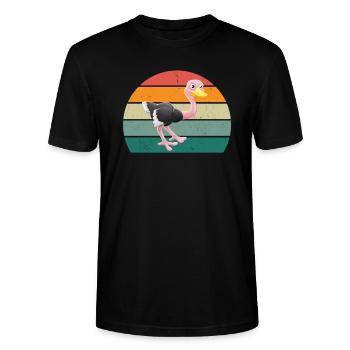 Autruches Ratites Oiseaux Autruche Afrique - T-shirt bio CRAFTER Stanley Stella Unisexe - noir - Devant - Alina (178cm) & Michal (187cm)
