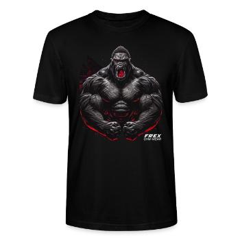 Gorilla Bodybuilding Gym Workout - T-shirt bio CRAFTER Stanley Stella Unisexe - noir - Devant - Alina (178cm) & Michal (187cm)