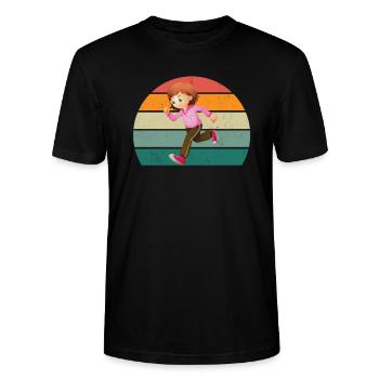 Race Runner Runner Renner Renner Jogging - Stanley/Stella CRAFTER Unisex Organic T-Shirt - black - Front - Alina (178cm) & Michal (187cm)