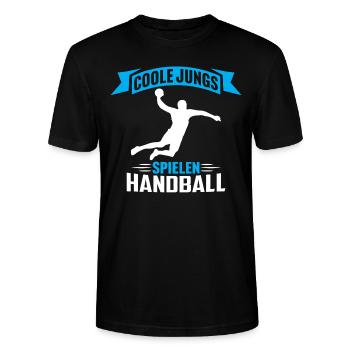 Coole jungs spielen handball handballer jungen - Stanley/Stella Unisex Bio-T-Shirt CRAFTER - Schwarz - Vorne - Alina (178cm) & Michal (187cm)