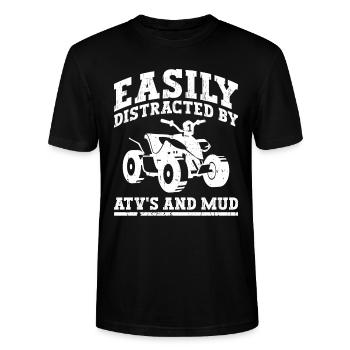 Quadfahren Quad - Stanley/Stella Unisex Bio-T-Shirt CRAFTER - Schwarz - Vorne - Alina (178cm) & Michal (187cm)