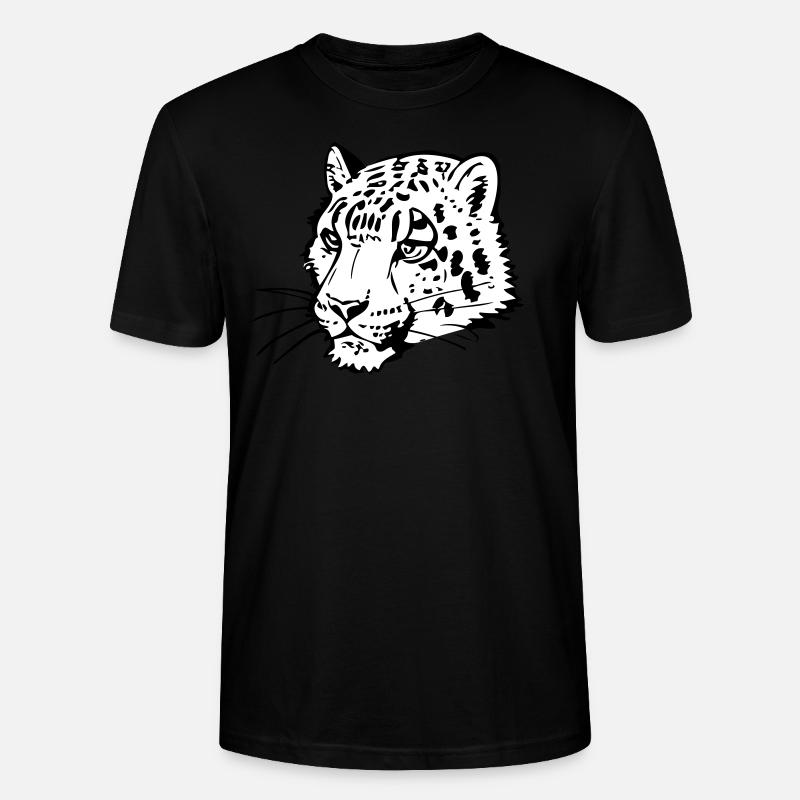Schneeleopard im Comic Stiel - Stanley/Stella Unisex Bio-T-Shirt CRAFTER - Schwarz