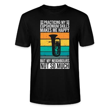 Brass Orchetra Player Design Für Euphonium - Stanley/Stella Unisex Bio-T-Shirt CRAFTER - Schwarz - Vorne - Alina (178cm) & Michal (187cm)