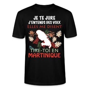 Martinique humour cadeau pour femmes et hommes - T-shirt bio CRAFTER Stanley Stella Unisexe - noir - Devant - Alina (178cm) & Michal (187cm)