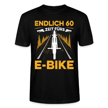 60 Jahre: Jetzt E-Bike-Modus aktiviert! - Stanley/Stella Unisex Bio-T-Shirt CRAFTER - Schwarz - Vorne - Alina (178cm) & Michal (187cm)