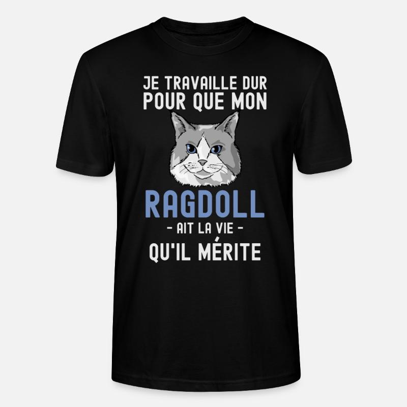 Chat mignon de race Ragdoll - T-shirt bio CRAFTER Stanley Stella Unisexe - noir