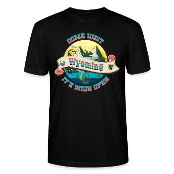 Come visit Wyoming - Stanley/Stella Unisex Bio-T-Shirt CRAFTER - Schwarz - Vorne - Alina (178cm) & Michal (187cm)