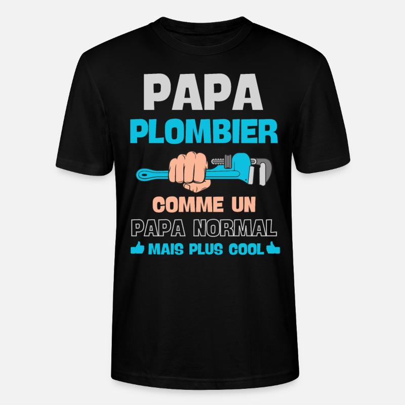 Papa plombier - T-shirt bio CRAFTER Stanley Stella Unisexe - noir