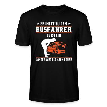 Chauffeur de bus Soyez gentil avec le chauffeur de bus - T-shirt bio CRAFTER Stanley Stella Unisexe - noir - Devant - Alina (178cm) & Michal (187cm)