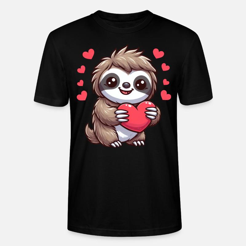 Süßes Faultier Liebe Herz Freundschaft - Stanley/Stella Unisex Bio-T-Shirt CRAFTER - Schwarz