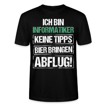Ich bin Informatiker - Bier bringen und Abflug - Stanley/Stella Unisex Bio-T-Shirt CRAFTER - Schwarz - Vorne - Alina (178cm) & Michal (187cm)