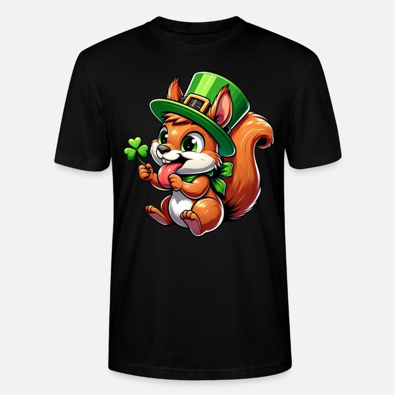 St. Patrick's freches Eichhörnchen - Stanley/Stella Unisex Bio-T-Shirt CRAFTER - Schwarz