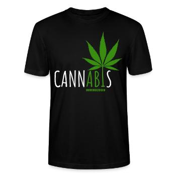 CannABIs Abi durchgezogen - Abitur - Spruch - Stanley/Stella Unisex Bio-T-Shirt CRAFTER - Schwarz - Vorne - Alina (178cm) & Michal (187cm)