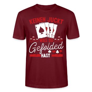 Joueur de poker Poker Table Poker Case Ensemble de jetons - T-shirt bio CRAFTER Stanley Stella Unisexe - bordeaux - Devant - Alina (178cm) & Michal (187cm)