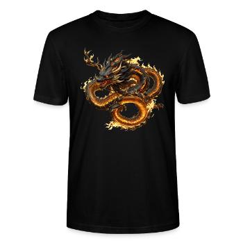 Chinesischer Drache - Stanley/Stella Unisex Bio-T-Shirt CRAFTER - Schwarz - Vorne - Alina (178cm) & Michal (187cm)
