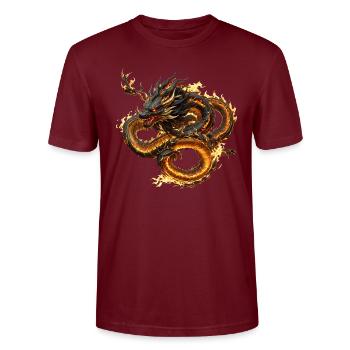 Chinesischer Drache - Stanley/Stella Unisex Bio-T-Shirt CRAFTER - Burgunderrot - Vorne - Alina (178cm) & Michal (187cm)